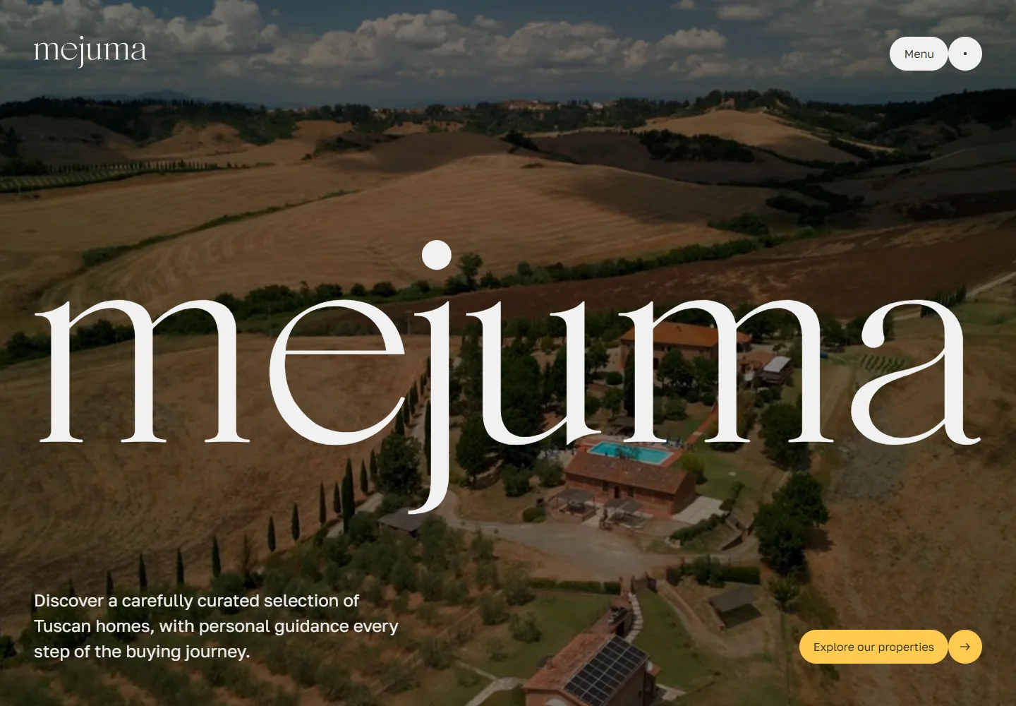 Mejuma Tuscany: a desktop capture of the original website.